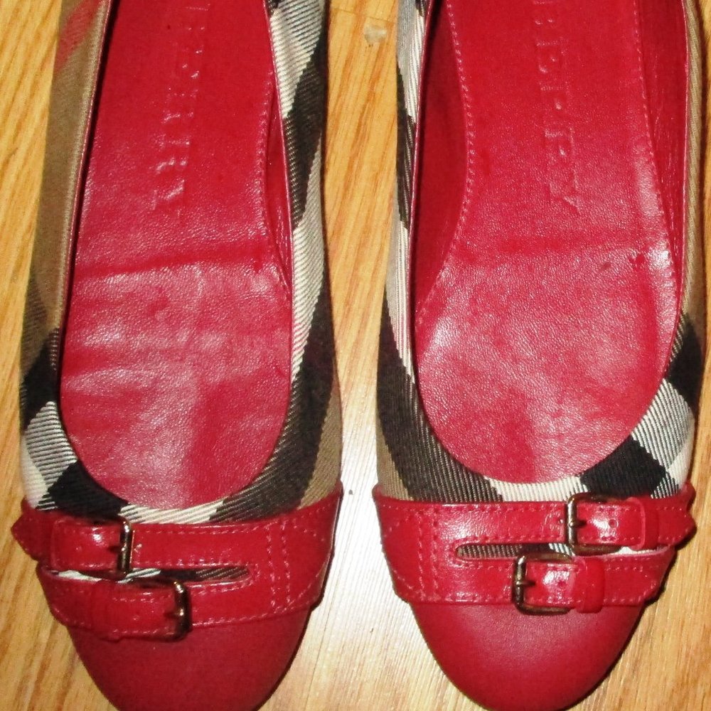 Burberry Nova Check Ballet Buckle Flats 37.5